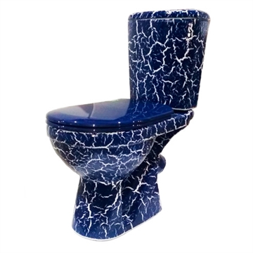 Унитаз-компакт Rosa Комфорт синий кракелюр (арматура и сиденье, косой выпуск) т тт000016184