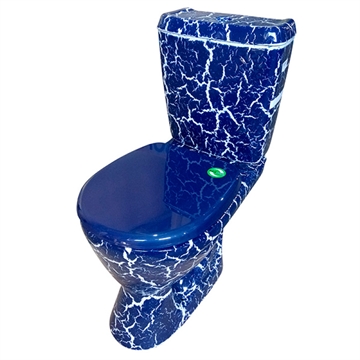 Унитаз-компакт Rosa Рио синий кракелюр (арматура и сиденье, горизонт. выпуск) т тт000016185