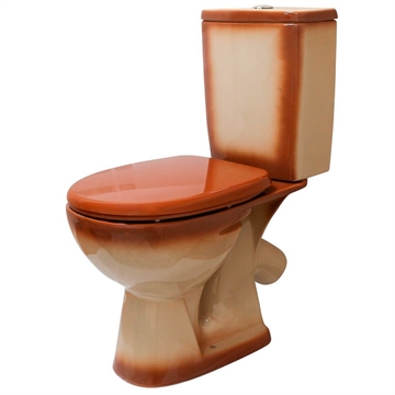 Унитаз-компакт Rosa Уют коричневый декор (арматура и сиденье, косой выпуск) т тт000016586