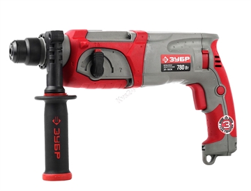 Перфоратор ЗУБР SDS-plus, реверс, 3 Дж, 0-1100 об/мин, 0-4500 уд/мин, 780Вт, кейс ЗП-780ЭК