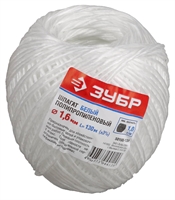 ЗУБР  d 1.6 мм, 130 м, 1600 текс, 22 кгс, белый, полипропиленовый шпагат (50100-130) 50100-130