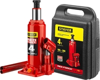 STAYER  RED FORCE, в кейсе, 4 т, 195 - 380 мм, бутылочный гидравлический домкрат, Professional (43160-4-K) 43160-4-K_z01