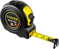 STAYER  BlackMax, 3 м х 16 мм, рулетка с двумя фиксаторами, Professional (3410-03) 3410-03_z02