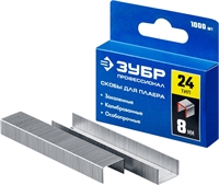 ЗУБР  8 мм, тип 24, 1000 шт, скобы для плайера, Профессионал (31555-08) 31555-08