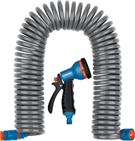 GRINDA  спиральный шланг 3/8″ x 15 м, пистолет-распылитель, адаптеры, поливочный набор, PROLine (428495) 428495