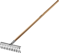 GRINDA  PS-12 WOOD, 370 х 105 х 1300 мм, 12 витых зубцов, нержавеющая сталь, деревянный черенок, садовые грабли, PROLine (39481-12) 39481-12