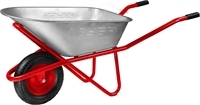 ЗУБР  Т-12, 90 л, 180 кг, одноколесная, оцинкованная сталь, стальная опора, строительная тачка (39960) 39960