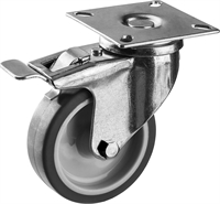 ЗУБР  d 75 мм, г/п 60 кг, резина/полипропилен, термопластичное поворотное колесо c тормозом, Профессионал (30946-75-B) 30946-75-B