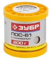 ЗУБР  200 г, 1 мм, трубка, ПОС 61, припой (55450-200-10C) 55450-200-10C