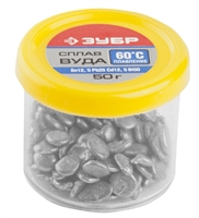 ЗУБР  ВУДА, (Sn12.5, Pb25, Cd12, 5Bi50 ), 60°C, 50 г, легкоплавкий сплав в гранулах (55458-050) 55458-050