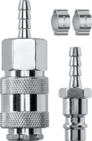 KRAFTOOL  (штуцер ″елочка″, 6 мм - рапид муфта) + (рапид штуцер-штуцер ″елочка″, 6 мм) + (обжимные хомуты 2 шт), набор (06599-06-H) 06599-06-H