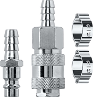 KRAFTOOL  (штуцер ″елочка″, 10 мм - рапид муфта) + (рапид штуцер-штуцер ″елочка″, 10 мм) + (обжимные хомуты 2 шт), набор (06599-10-H) 06599-10-H