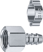ЗУБР  штуцер ″елочка″, 10 мм - 3/8″F, переходник с обжимным хомутом, Профессионал (64923-3/8-10) 64923-3/8-10