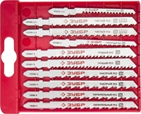 ЗУБР  T-хвост., по дереву, пласт. бокс, 10 шт, набор полотен для лобзика (15580-H10) 15580-H10