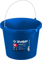 ЗУБР  12 л, первичный высокопрочный пластик, с носиком, усиленное строительное ведро, Профессионал (06091-12) 06091-12