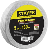 STAYER  FIBER-Tape, 5 см х 130 м, 3 х 3 мм, самоклеящаяся серпянка, Professional (1246-05-130) 1246-05-130_z01