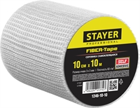 STAYER  FIBER-Tape, 10 см х 10 м, 3 х 3 мм, самоклеящаяся серпянка, Professional (1246-10-10) 1246-10-10