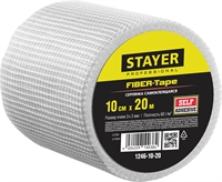 STAYER  FIBER-Tape, 10 см х 20 м, 3 х 3 мм, самоклеящаяся серпянка, Professional (1246-10-20) 1246-10-20