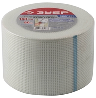 ЗУБР  10 см х 90 м, 3х3 мм, самоклеящаяся стеклотканевая сетка (12465-10-90) 12465-10-90