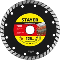 STAYER  Turbo, 125 мм, (22.2 мм, 7 х 2.4 мм), сегментированный алмазный диск, Professional (3662-125) 3662-125_z02