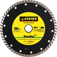 STAYER  Turbo, 180 мм, (22.2 мм, 7 х 2.6 мм), сегментированный алмазный диск, Professional (3662-180) 3662-180_z01
