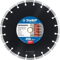ЗУБР  Бетонорез, 350 мм, (25.4/20 мм, 10 х 3.2 мм), сегментный алмазный диск, Профессионал (36665-350) 36665-350_z01