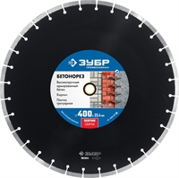 ЗУБР  Бетонорез, 400 мм, (25.4/20 мм, 10 х 3.4 мм), сегментный алмазный диск, Профессионал (36665-400) 36665-400_z01