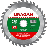 URAGAN  Optimal cut, 230 х 30/20 мм, 36Т, пильный диск по дереву (36801-230-30-36) 36801-230-30-36