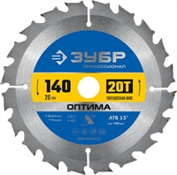 ЗУБР  Оптима, 140 x 20 мм, 20T, пильный диск по дереву, Профессионал (36903-140-20-20) 36903-140-20-20_z01