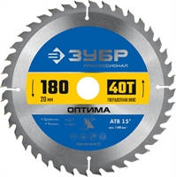 ЗУБР  Оптима, 180 x 20 мм, 40Т, пильный диск по дереву, Профессионал (36903-180-20-40) 36903-180-20-40_z01