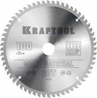 KRAFTOOL  Multi Material, 180 х 30 мм, 60Т, пильный диск по алюминию (36953-180-30) 36953-180-30