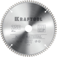 KRAFTOOL  Multi Material, 250 х 30 мм, 80Т, пильный диск по алюминию (36953-250-30) 36953-250-30