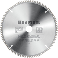 KRAFTOOL  Multi Material, 260 х 30 мм, 100Т, пильный диск по алюминию (36953-260-30) 36953-260-30