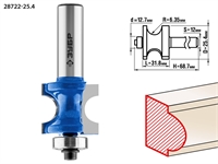ЗУБР  25.4 x 31.8 мм, радиус 6.3 мм, фреза полустержневая с подшипником, Профессионал (28722-25.4) 28722-25.4