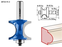 ЗУБР  41.3 x 35 мм, радиус 12.7 мм, фреза полустержневая с подшипником, Профессионал (28722-41.3) 28722-41.3