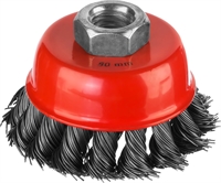 MIRAX  80 мм, жгутированная стальная проволока 0.5 мм, чашечная щетка-крацовка для УШМ  (35104-080) 35104-080