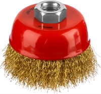 MIRAX  75 мм, витая стальная латунированная проволока 0.3 мм, чашечная щетка-крацовка для УШМ (35142-075) 35142-075