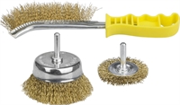 STAYER  3 шт, витая стальная латунированная проволока 0.3 мм, набор щеток-крацовок для дрели, Professinal (35151-H3) 35151-H3_z01