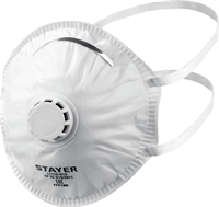 STAYER  KV-80, класс защиты FFP1, коническая, 10 шт в коробке, фильтрующая полумаска с клапаном выдоха (11110-H10) 11110-H10_z01