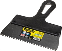 STAYER  PROFlat, 200 мм, зуб 4 х 4 мм, пластиковая ручка, зубчатый, нержавеющий, фасадный шпатель, Professional (1009-20-04) 1009-20-04