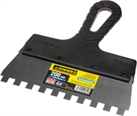 STAYER  PROFlat, 200 мм, зуб 10 х 10 мм, пластиковая ручка, зубчатый, нержавеющий, фасадный шпатель, Professional (1009-20-10) 1009-20-10