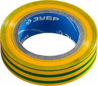 ЗУБР  ЭЛЕКТРИК-10, 15 мм х 10 м, 6 000 В, желто-зеленая, не поддерживает горение, изолента ПВХ, Профессионал (1233-6) 1233-6_z02