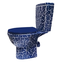 Унитаз-компакт Rosa Рио (Соло) синий кракелюр (арматура и сиденье, горизонт. выпуск) т cт000143230