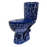 Унитаз-компакт Rosa Комфорт синий кракелюр (арматура и сиденье, косой выпуск) т тт000016184