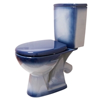 Унитаз-компакт Rosa Уют синий декор (арматура и сиденье, косой выпуск) т тт000016587