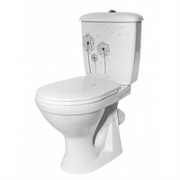 Унитаз-компакт ОК Радуга Стандарт декор «Одуванчик» (арматура, гофра и сиденье, косой выпуск) т тт000017381