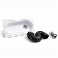 Чаша Генуя стальная эмаль Сантэкс со смещенным сливом в комплекте с сифоном и рассекателем т cт000069398