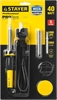 STAYER  PROTerm, 40 Вт, с 2к рукояткой, конус, подставка + припой + сменное жало + канифоль, набор для паяльных работ, Professional (55312-40-H5) 55312-40-H5