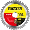 STAYER  Optima, 190 x 30/20 мм, 36Т, оптимальный рез, пильный диск по дереву (3681-190-30-36) 3681-190-30-36_z01
