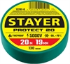 STAYER  PROTECT-20, 19 мм х 20 м, 5 000 В, зеленая, изолента ПВХ, Professional (12292-G) 12292-G
